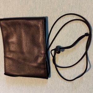 J.P. Ourse & Cie genuine leather crossbody black bag flat compact, EUC soft